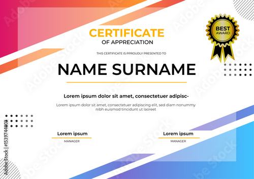 achievement certificate vector professional design in green color