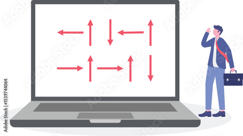 confused frustrated businesswoman look at direction arrows with question marks.

