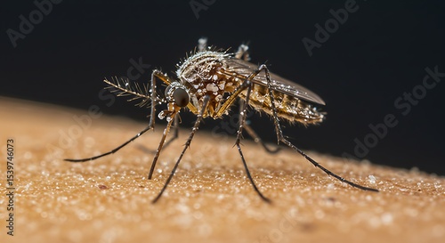피를 빨고 있는 모기 클로즈업