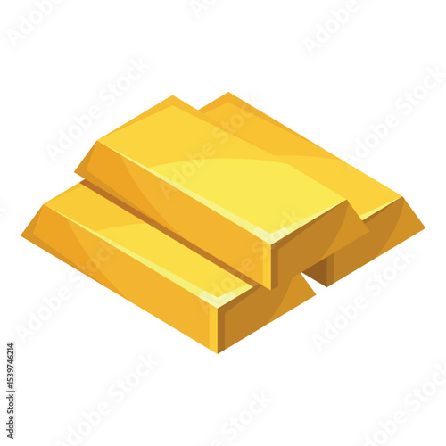 Three shiny gold bars are arranged in a triangle on a white background, symbolizing wealth and investment potential.