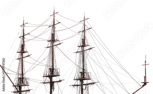 Fotografie A large ship with three masts and a tall mast