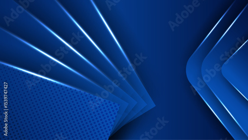 Abstract Blue Background with Gradient Effects and Geometric Shapes