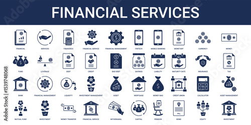 Financial Services Icon Set Collection