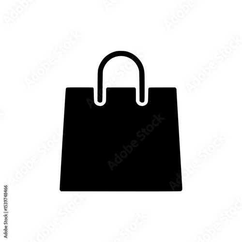 Black shopping bag icon with handle