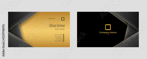 Elegant Gold and Black Business Card Design Template for Professionals