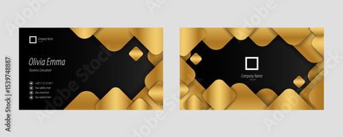 Modern Elegant Business Card Design with Gold and Black Geometric Texture