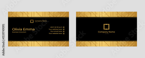Elegant Black and Gold Business Card Design with Metallic Accents