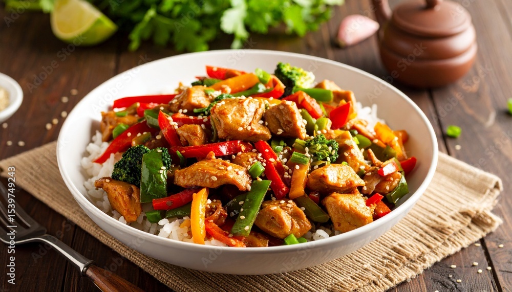 Homemade Kung Pao Chicken With Peppers And Vegetables. Chinese Food. Stir Fry. Homemade Kung Pao Chicken With Peppers And Vegetables. Chinese Food. Stir Fry.