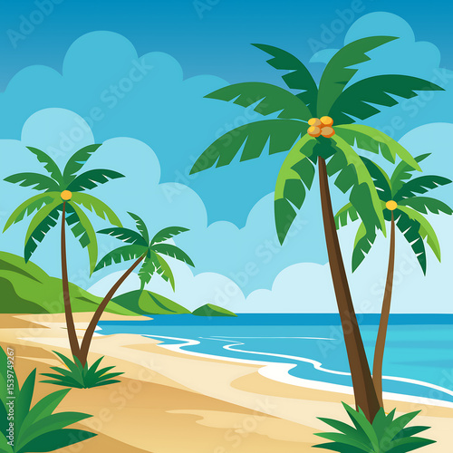 Wallpaper Mural Palm trees lining a sandy beach under a clear sky, AI Generated  Torontodigital.ca