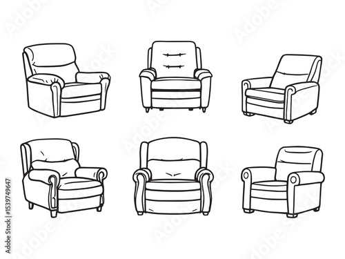 comfortable reclining armchair simple outline drawing design