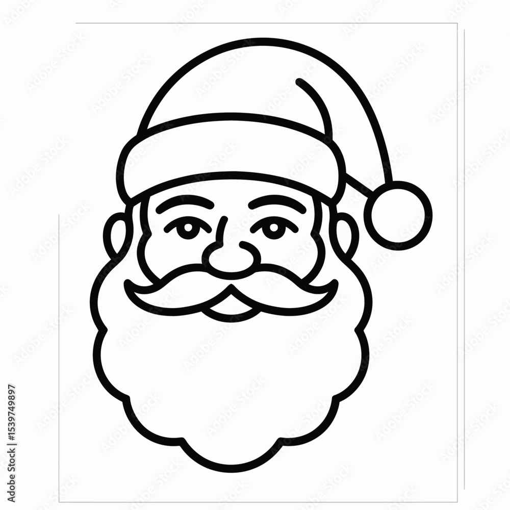 Black And White Line Art Santa Claus Head Christmas Holiday Vector 1 Black And White Line Art Santa Claus Head Christmas Holiday Vector 1