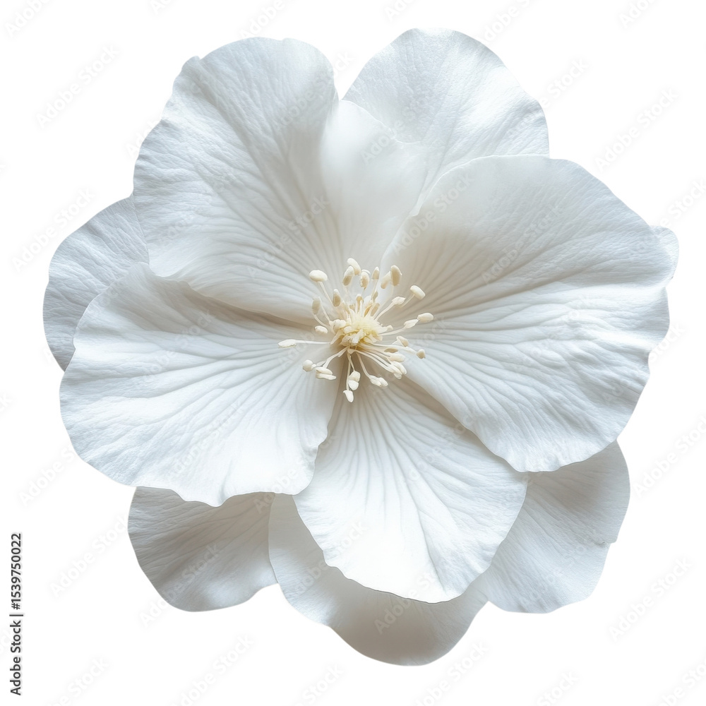 Fototapeta premium A single white flower on transparent background.