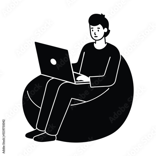 Developer Building SaaS App on a Beanbag