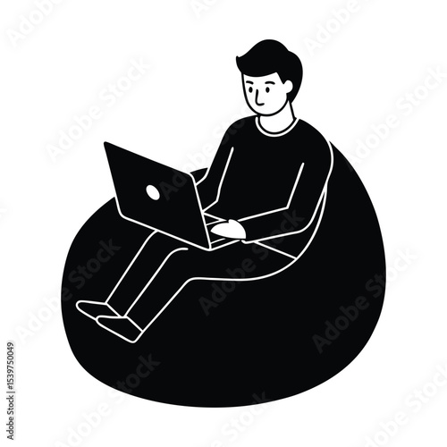 Developer Building SaaS App on a Beanbag