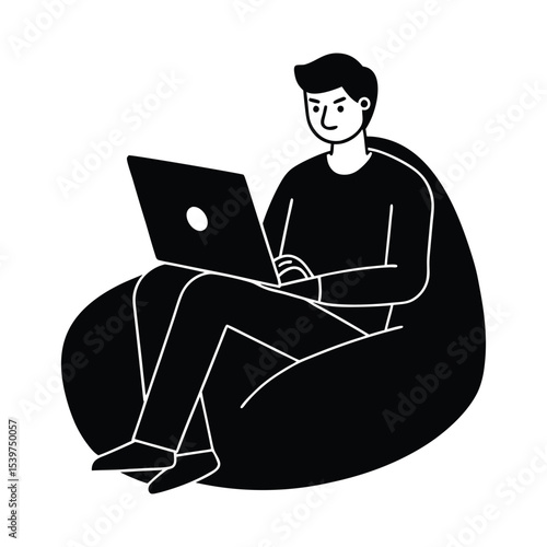 Developer Building SaaS App on a Beanbag