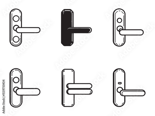 contemporary aluminium door handle linear vector style drawing