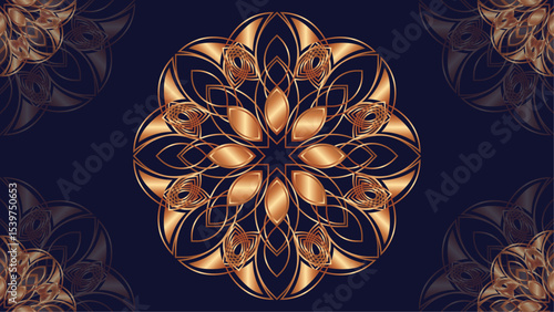 gold Mandala pattern illustration background