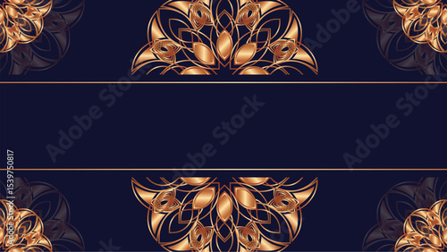 Decorative gold mandala on dark background