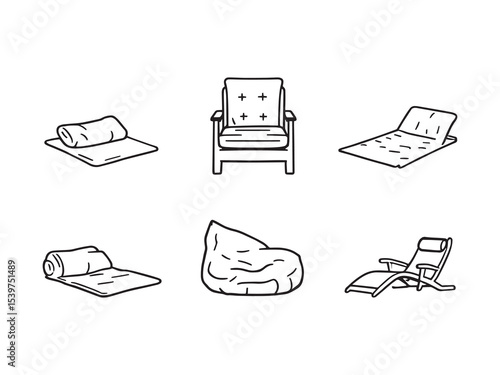 contemporary floor lounger linear illustration isolated icon