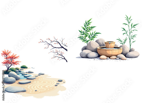 Vsai serene elements of a traditional japanese garden combine to evoke peace and tranquility