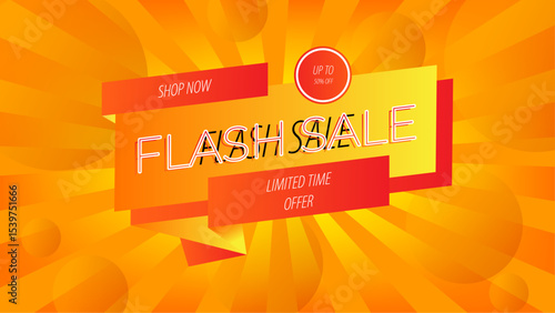 Dynamic Flash Sale Promotional Banner With Vibrant Colors and Shining Stars