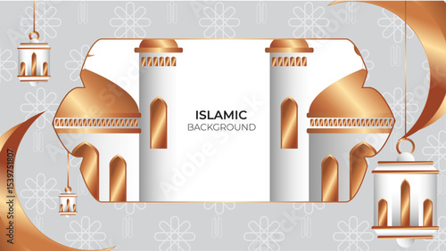 gray and gold horizontal islamic background for ramadan celebration