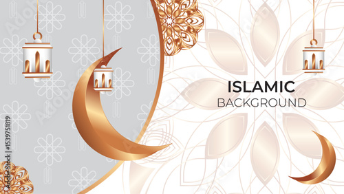 gray and gold horizontal islamic background for ramadan celebration