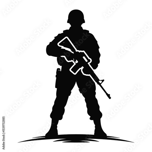 Black Silhouette Soldier Holding Rifle Military Vector Graphic army 1