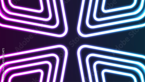 Abstract Neon Light Design with Geometric Shapes and Vibrant Colors