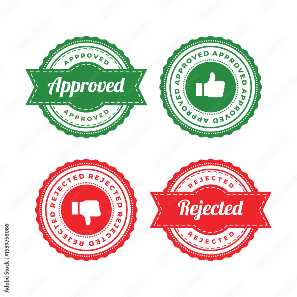Obraz premium Approved rejected stamp tag label emblem