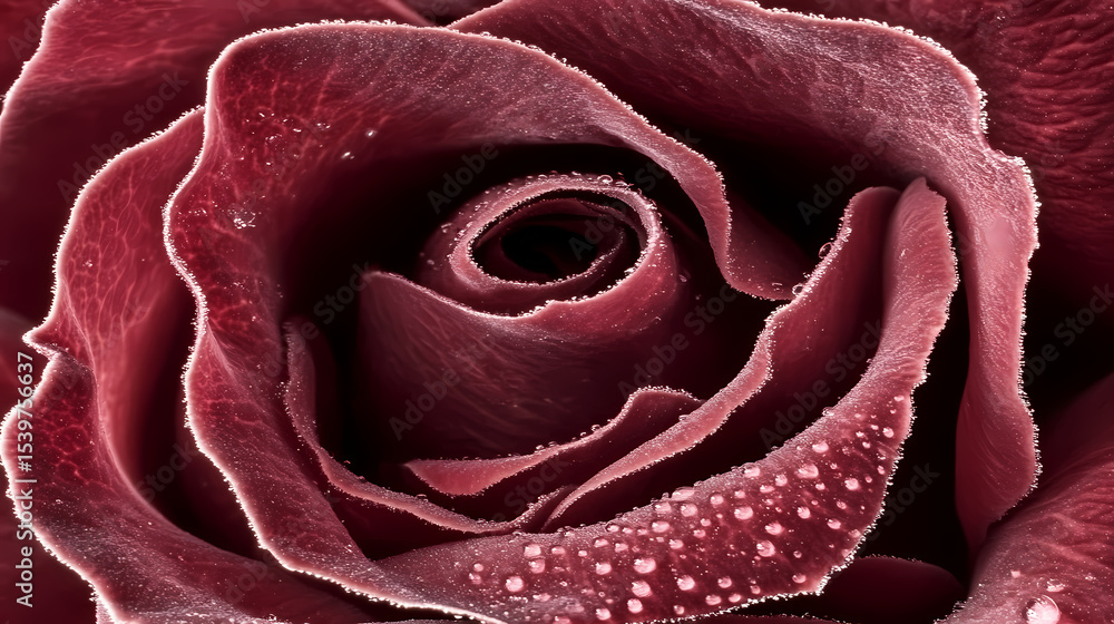 Naklejka premium Crimson Rose A Velvet Embrace of DewKissed Petals isolated on transparent background