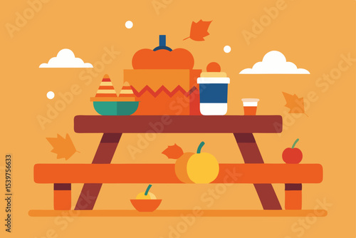 Autumn Picnic A Festive Fall Gathering with Pumpkins, Pies, and Apples