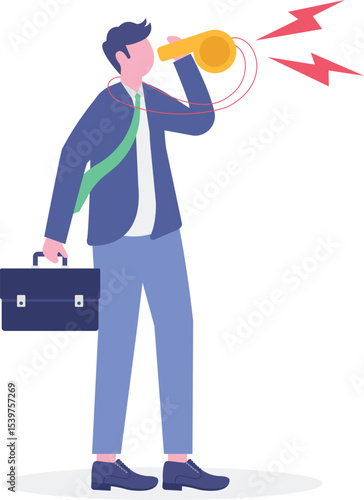 Business whistleblower the misconduct inside a person to illegally disclose information to public concept.flat characters.

