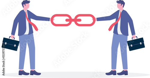 Supply chain problem, risk or vulnerability of industrial business, connection or management to hold chain together concept

