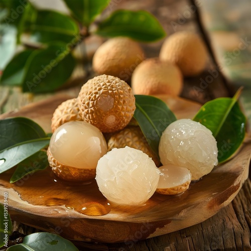 Fresh Longan Fruits on Natural Backdrop
