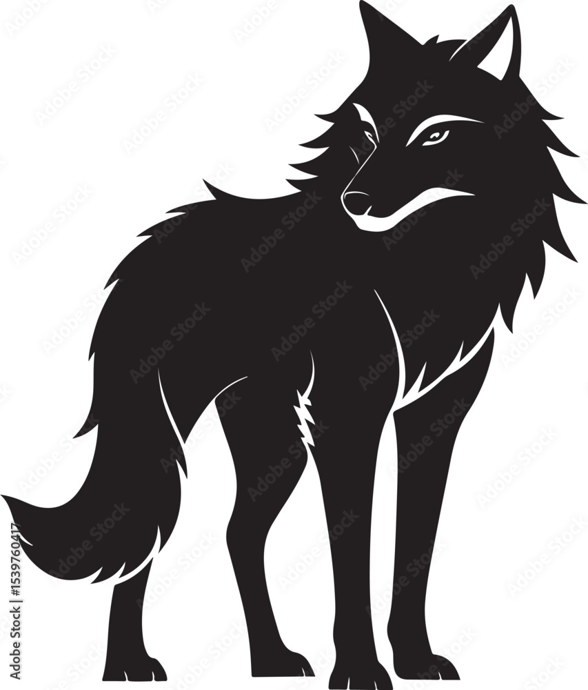 Obraz premium Standing wolf silhouette