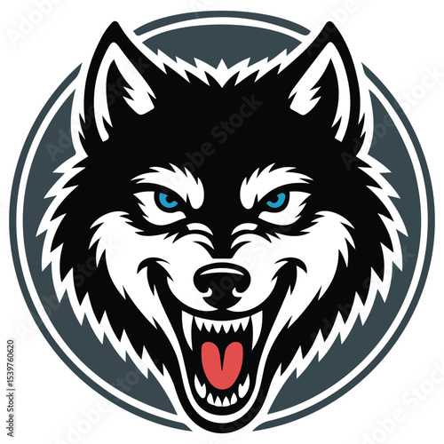Photography angry wolf head mascot isolated vector on white