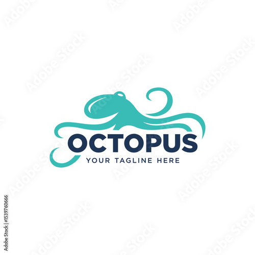 silhouette octopus modern logo design