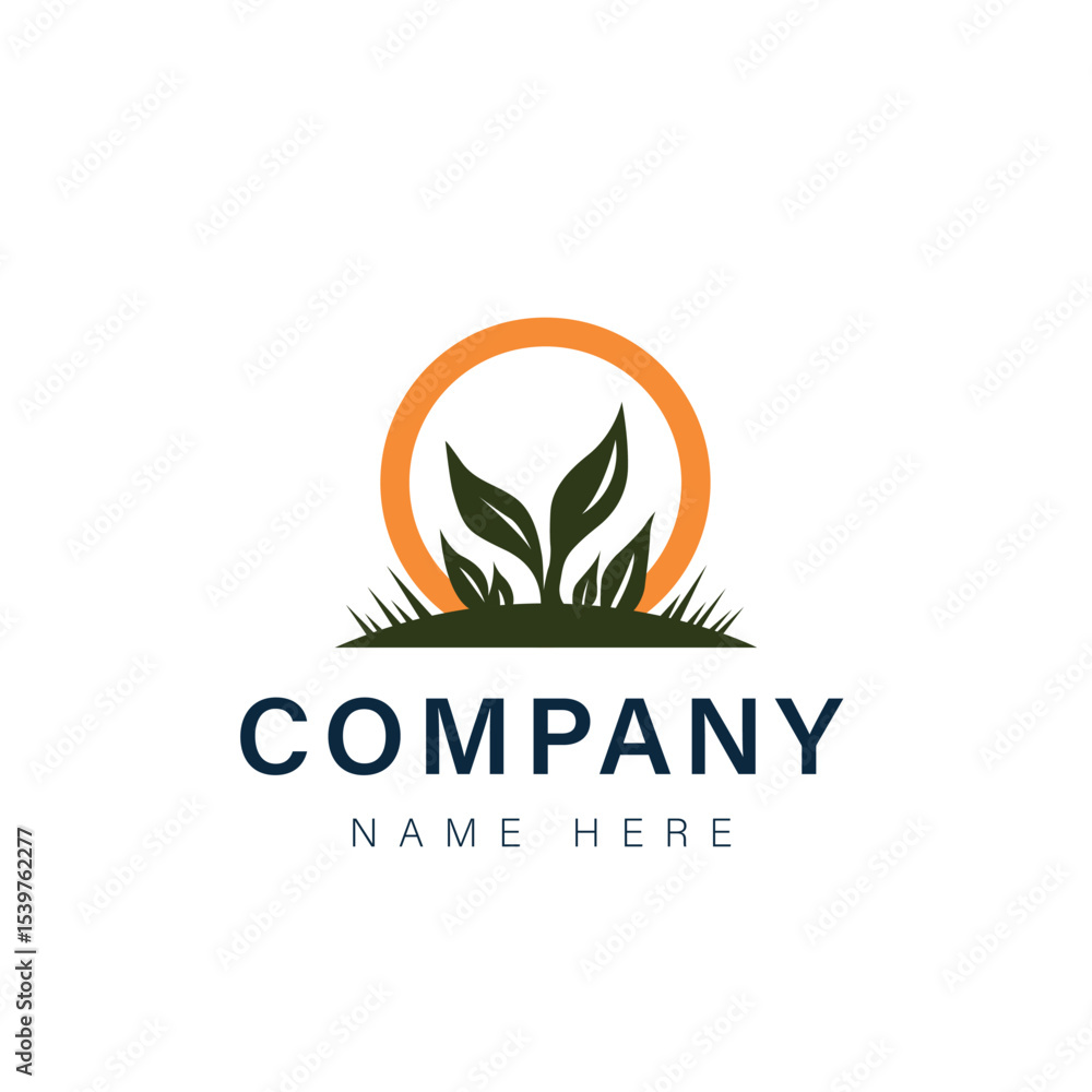 Fototapeta premium Abstract vector logo design featuring a green leaf and nature elements symbolizing eco friendly organic business and environmental concept