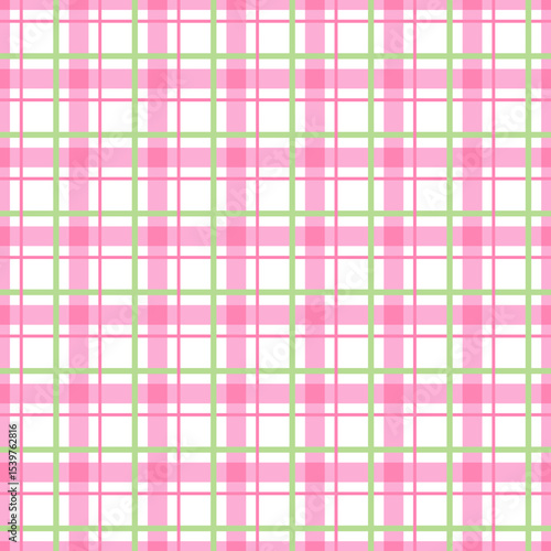 Spring plaid seamless patterns, Pastel pink and green doodle check and grid seamless vector pattern