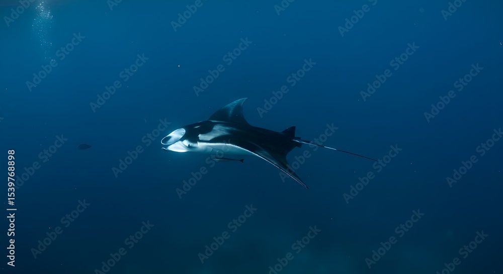 Obraz premium manta ray soaring through deep sea