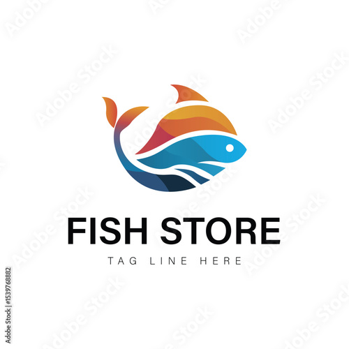  Fish Store Logo: A vibrant and modern logo featuring a stylized fish, symbolizing freshness, quality, and a passion for aquatic life.