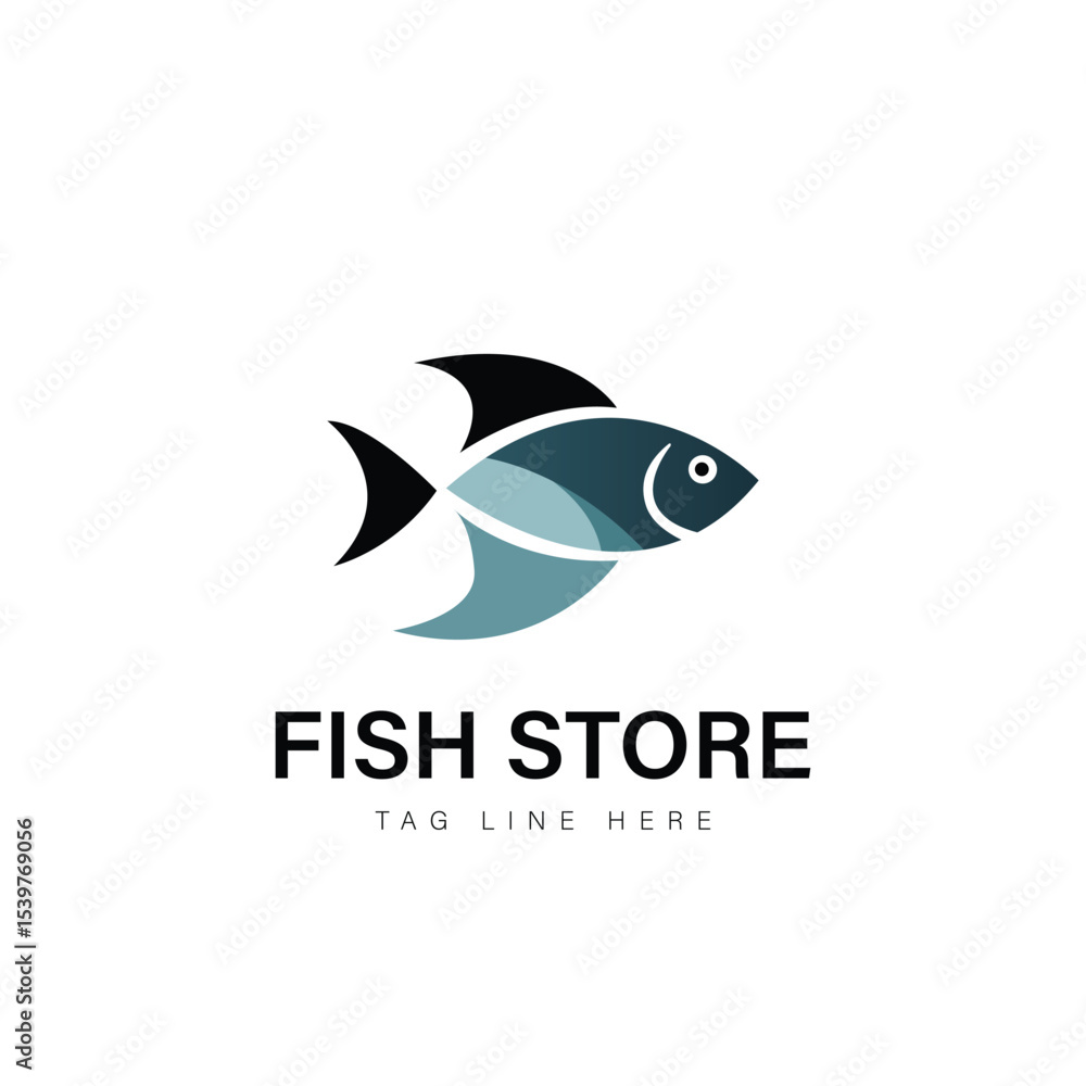 Obraz premium Ocean's Emblem: A stylized logo of a fish, perfectly capturing the essence of the ocean and marine life, ideal for a seafood business.