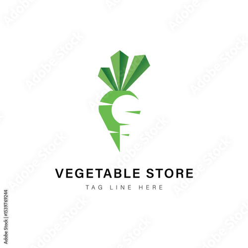 Carrot Logo: A visually striking logo design, showcasing a fresh green carrot with a modern and clean aesthetic, perfect for businesses in the food and health industries. 