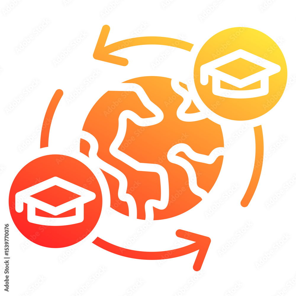 Fototapeta premium student exchange glyph gradient icon