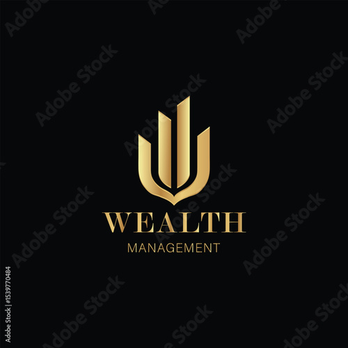 Golden Symbol of Financial Wealth: A striking gold logo, conveying financial strength and prosperity, sits against a dark backdrop, symbolizing the essence of wealth management.