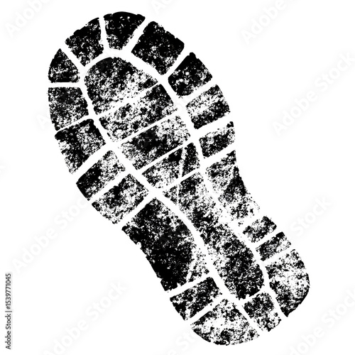 Grunge style shoe print impression sole texture footprint on transparent background