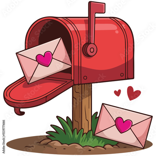 mailbox with letter on white background vector