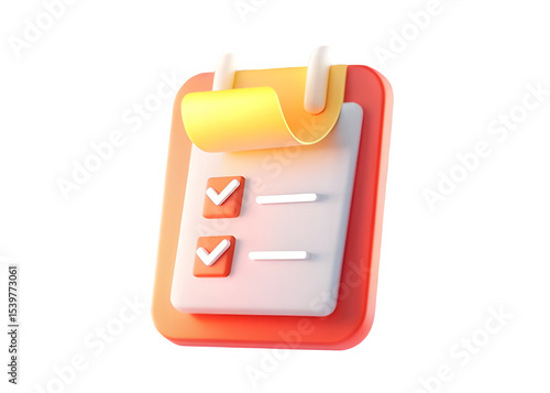 Clipboard Note – 3D Task List or Reminder Icon