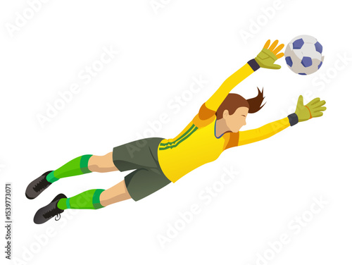 Action shot of a male soccer player kicking the ball during a competitive game on the field